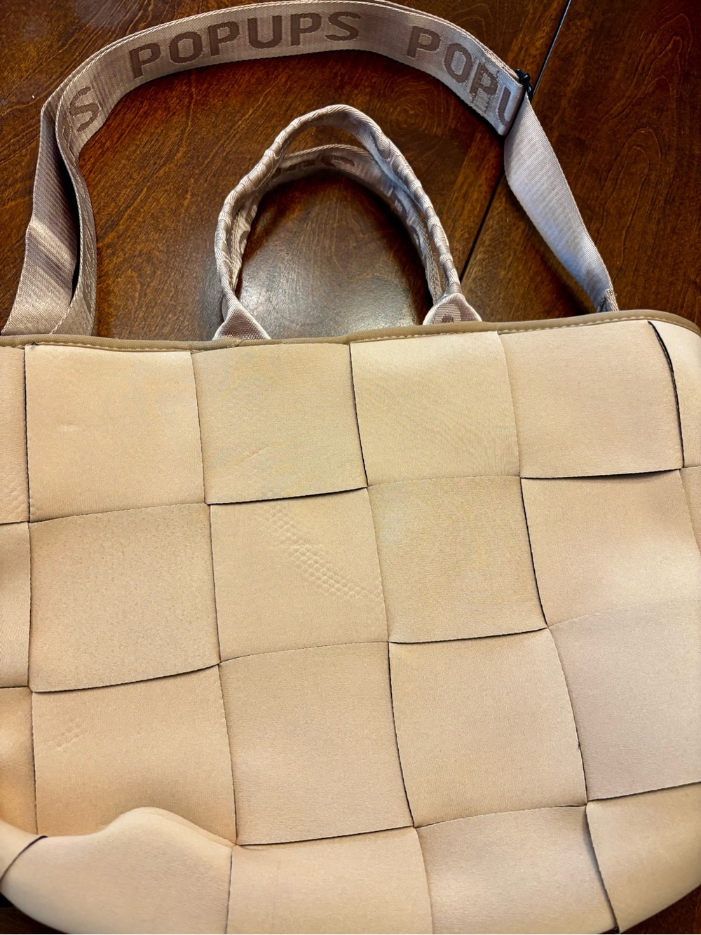 Popups Beige Woven Tote Bag - Women's Shoulder Bag